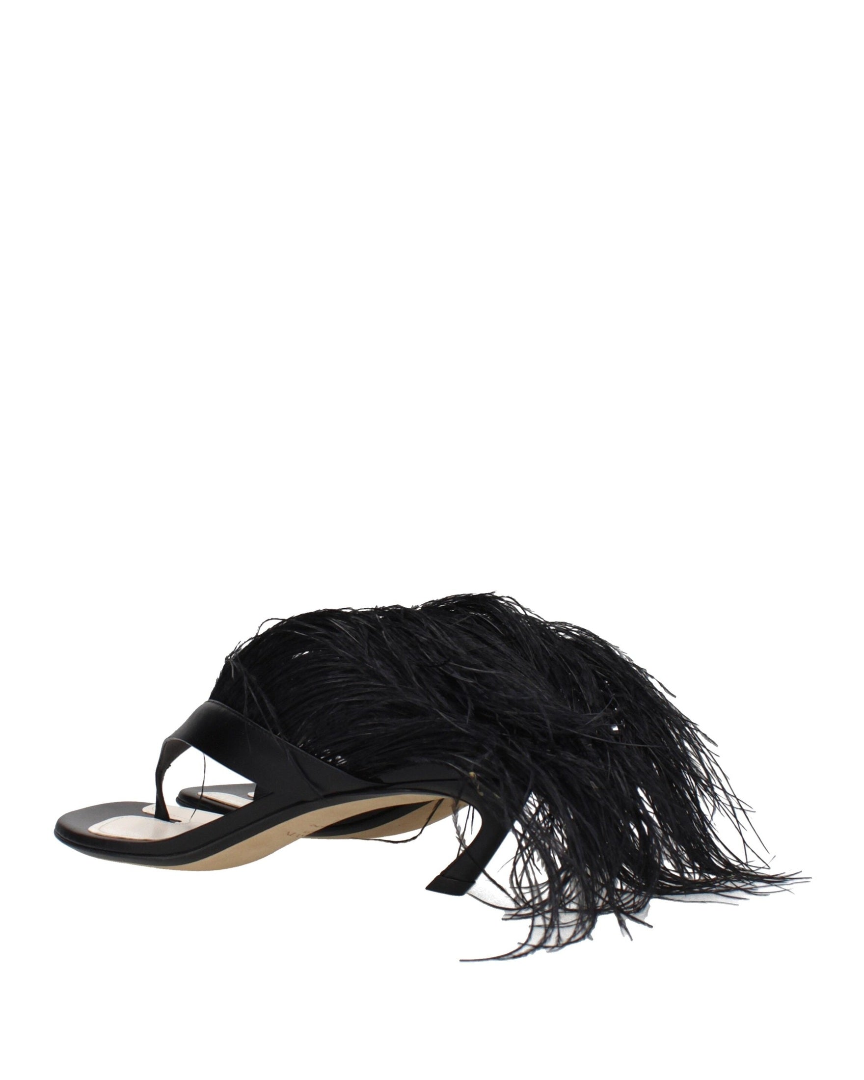 Lanvin Black Leather Flip Flop Sandals Heels