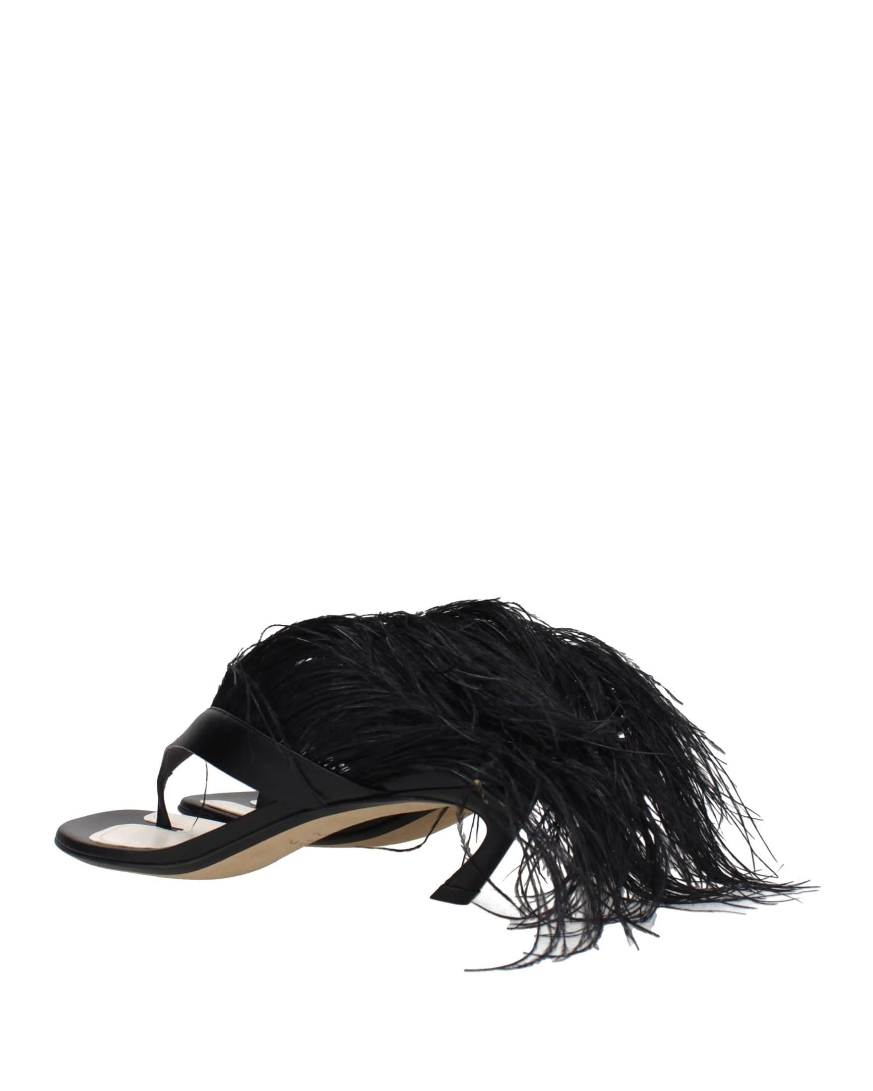 Lanvin Black Leather Flip Flop Sandals Heels