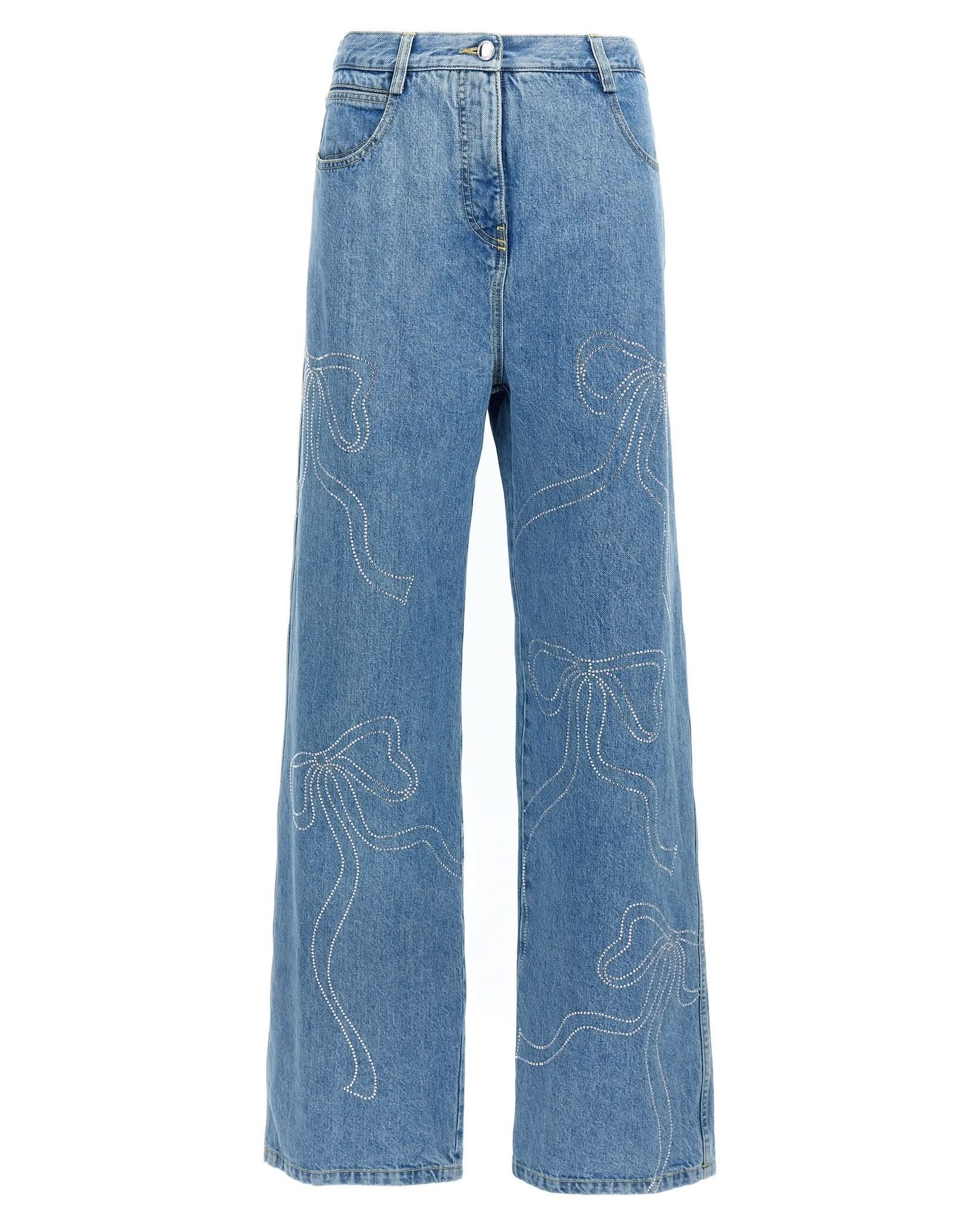 Mach & Mach Crystal Ribbon Hot Fix Jeans Glam Steals