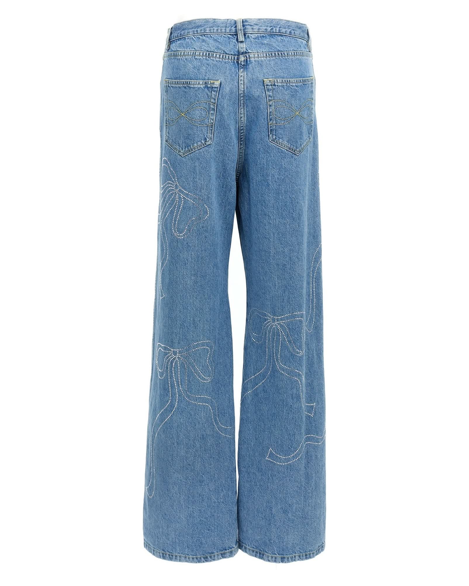 Mach & Mach Crystal Ribbon Hot Fix Jeans Glam Steals
