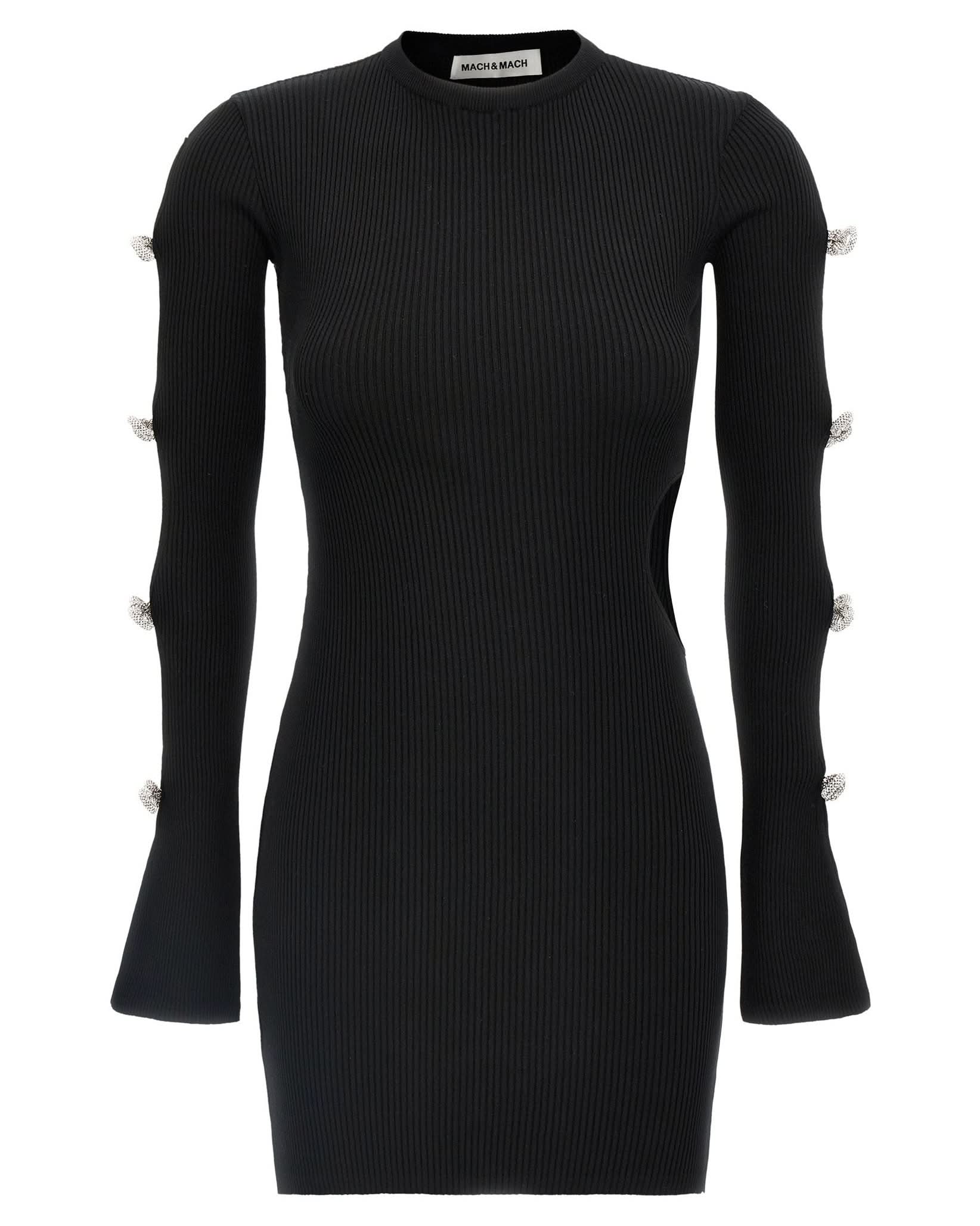 Mach & Mach Cut Out Crystal Bow Dress Glam Steals