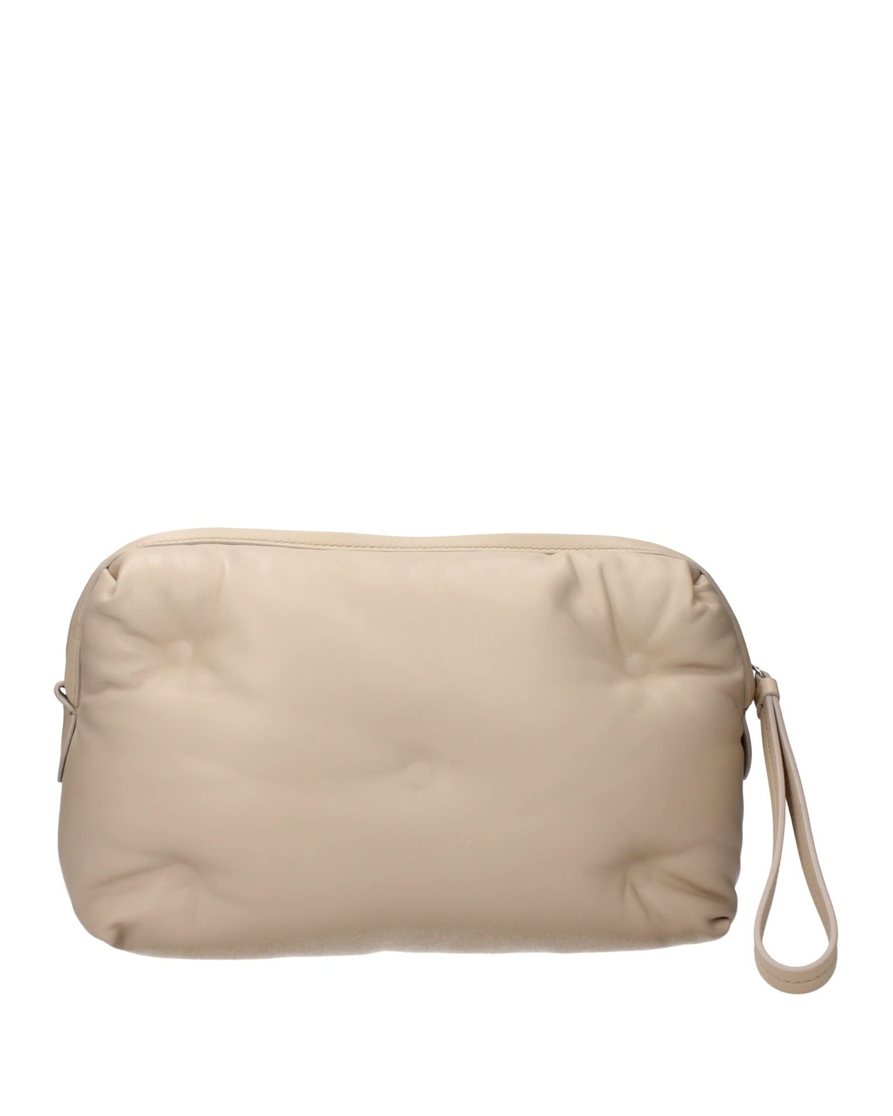Maison Margiela Beige Leather Clutch Bag Clutch Bags