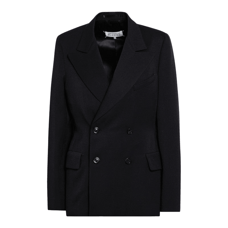 Maison Margiela Black Wool Double Breasted Jacket Glam Steals