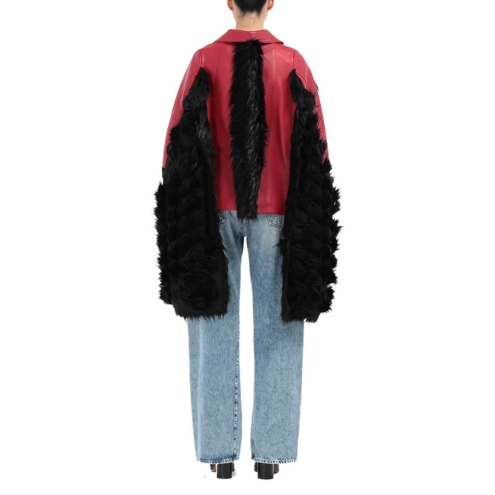 Maison Margiela Leather Faux Fur Trimmed Cape Jacket Glam Steals