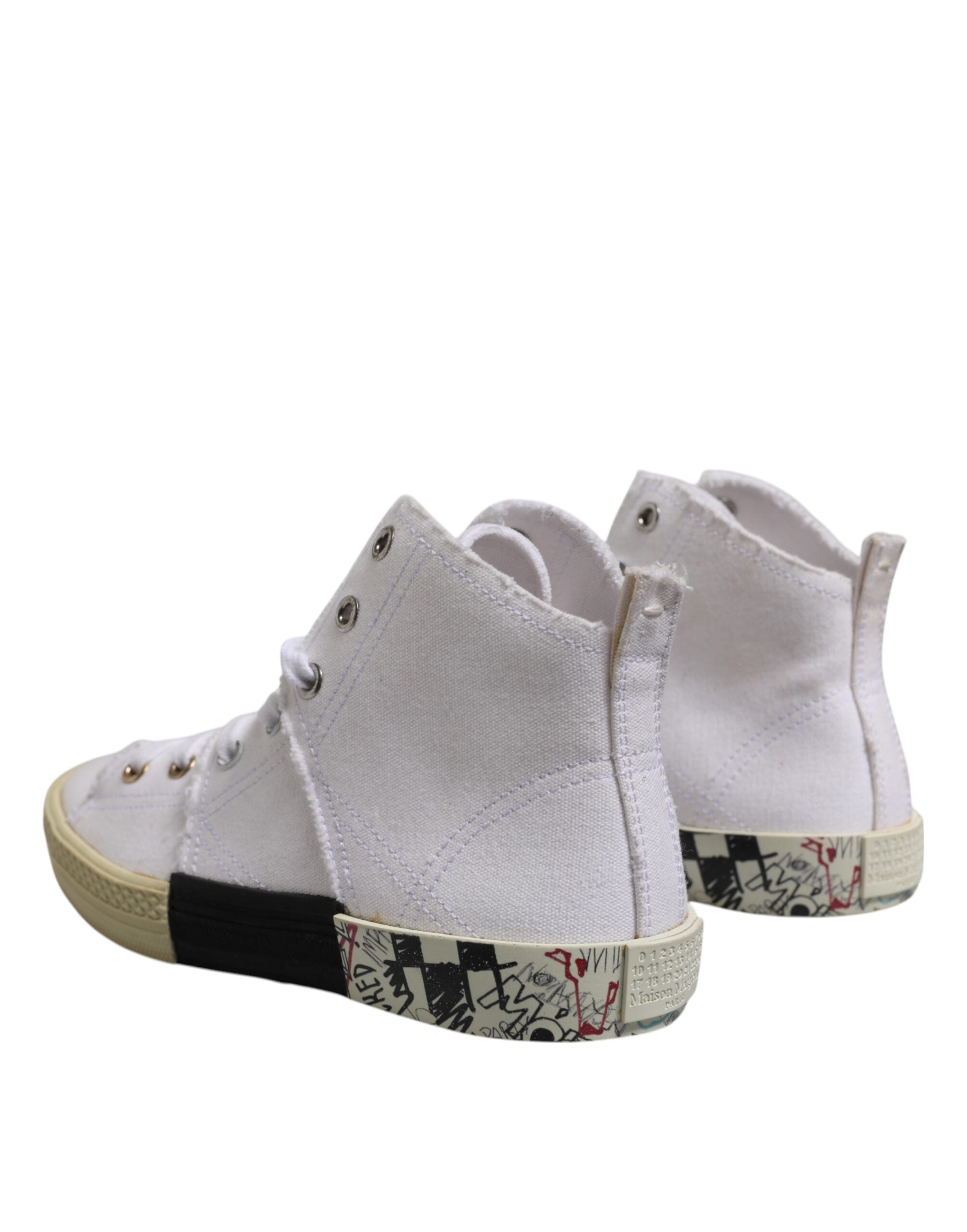 Maison Margiela White Lace Up Mid Top Women Sneakers Shoes Glam Steals