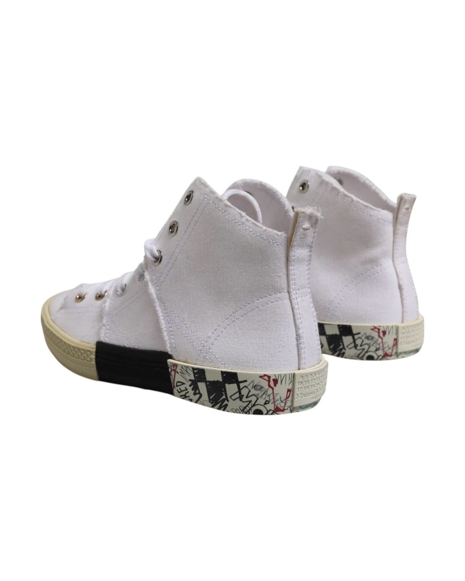 Maison Margiela White Lace Up Mid Top Women Sneakers Shoes Sneakers