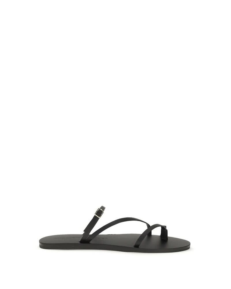 Manebi Black Flat Sandals Glam Steals