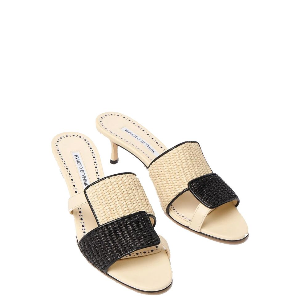 Manolo Blahnik Beige Leather Flat Sandals Glam Steals