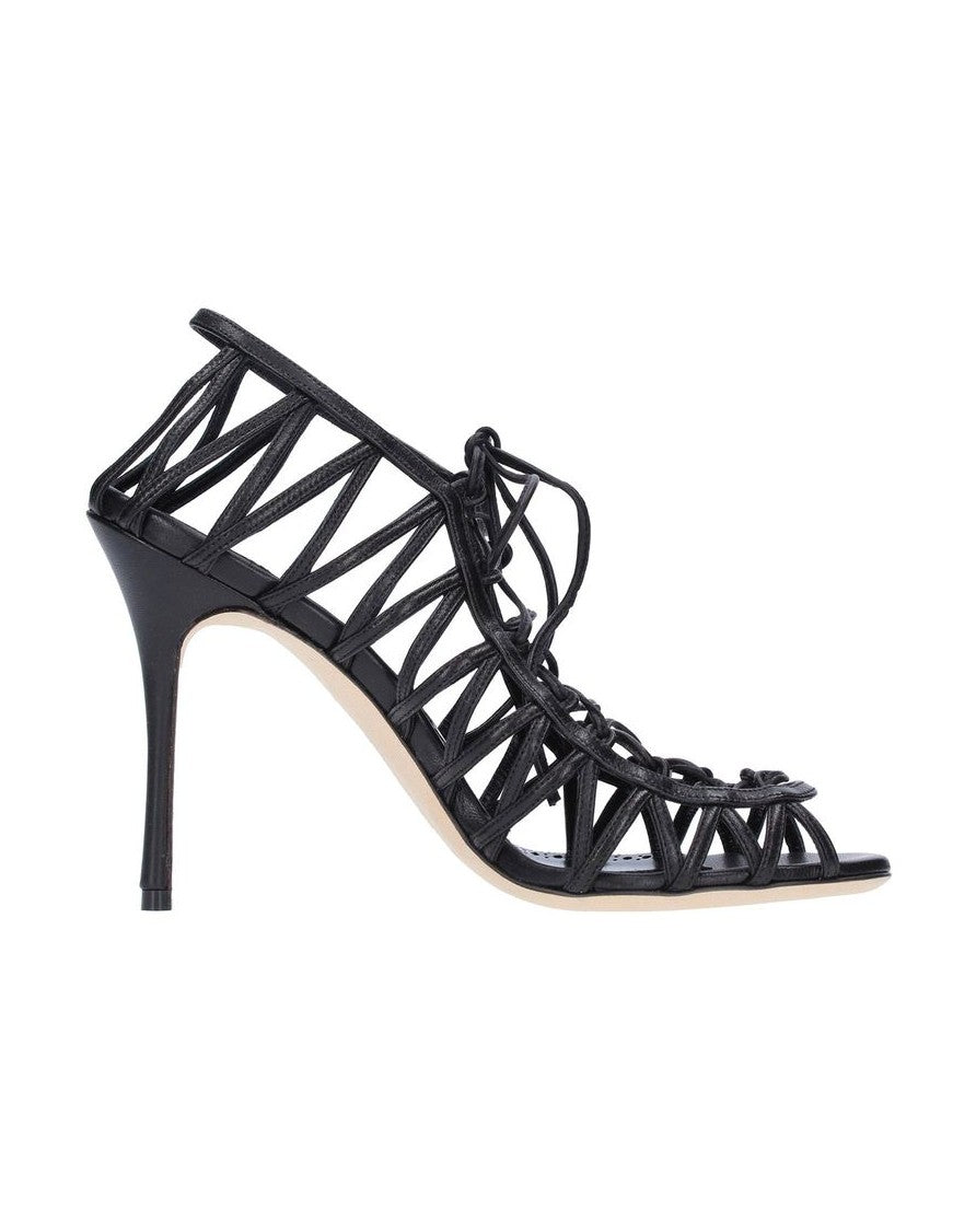 Manolo Blahnik Black Leather Sandals Glam Steals