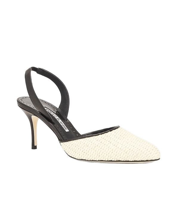 Manolo Blahnik Black Raffia Mid Heels Glam Steals