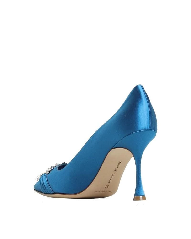Manolo Blahnik Blue Silk High Heel Pumps