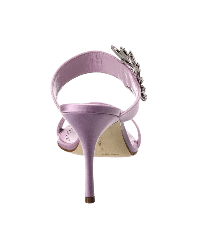 Manolo Blahnik Purple Silk Crystal-Detail Heels Glam Steals