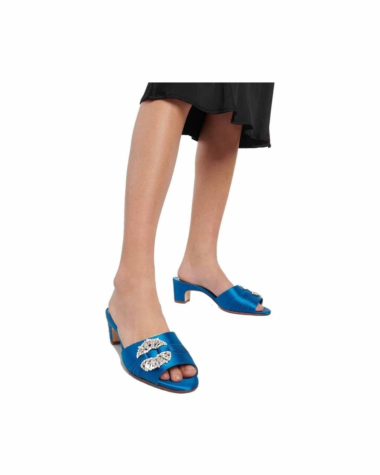 Manolo Blahnik Satin Prinap 050 Mules Glam Steals