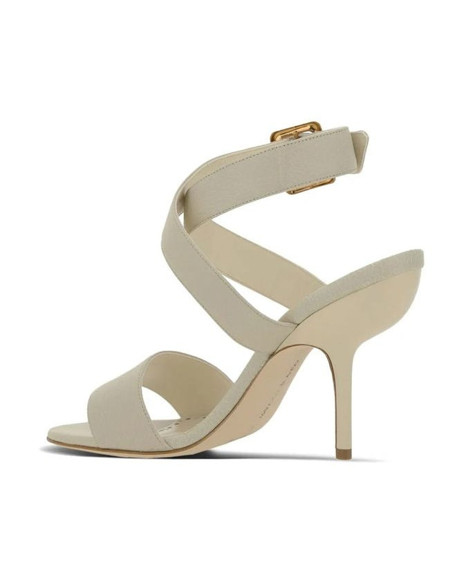 Manolo Blahnik White Calfskin Stiletto Heel Sandals Glam Steals