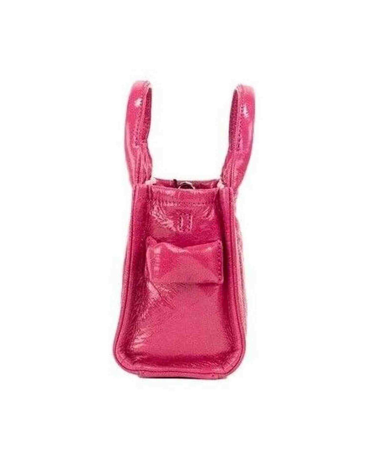 Marc Jacobs The Shiny Crinkle Micro Tote Magenta Leather Crossbody Bag Handbag Glam Steals