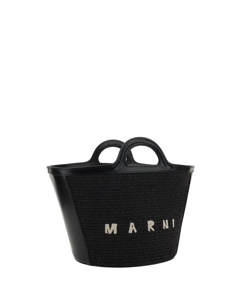 Marni Black Cotton Shoulder Bag Bucket Bags