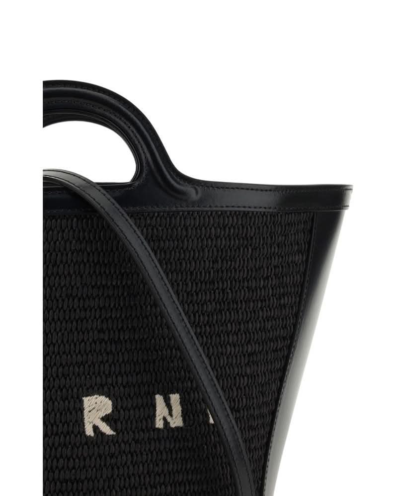 Marni Black Cotton Shoulder Bag Bucket Bags