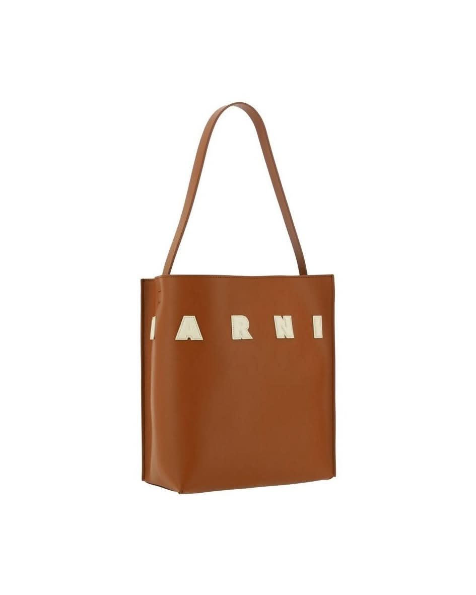 Marni Brown Calf Leather Bos Taurus Shoulder Bag
