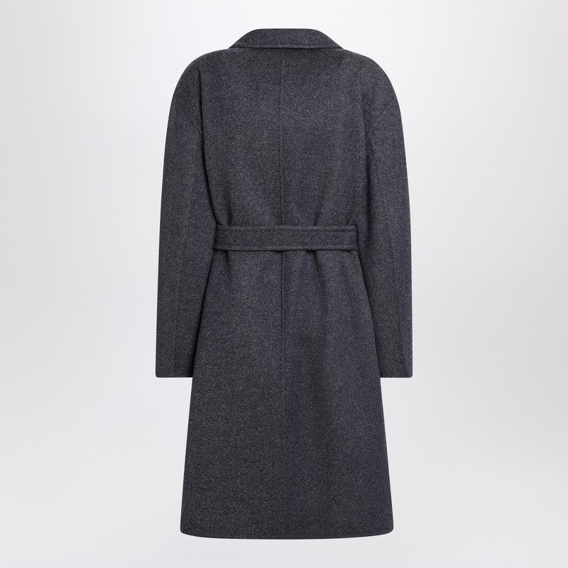 Max Mara Blue Wool Coat with Denim Effect Glam Steals