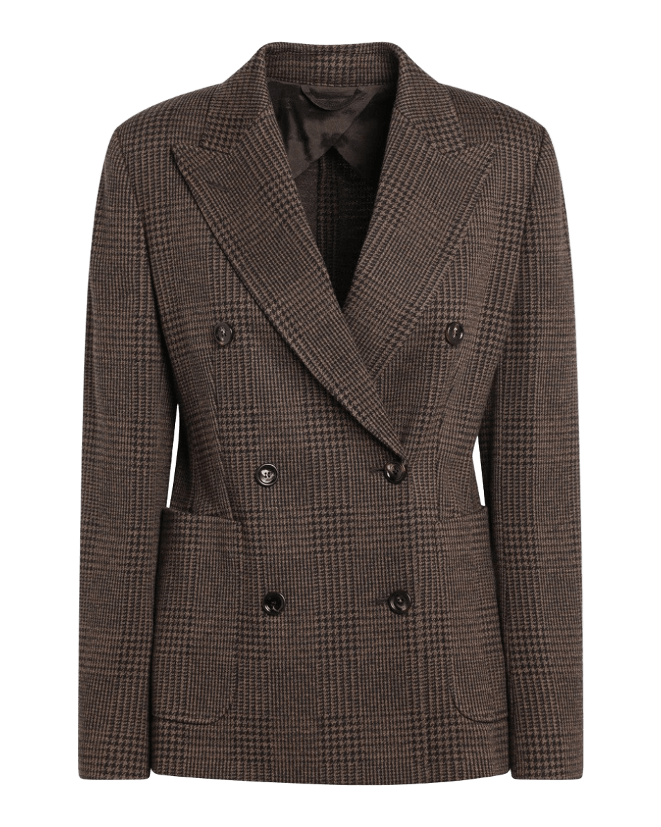 Max Mara Brown Prince Of Wales Double Breasted Jacket Glam Steals
