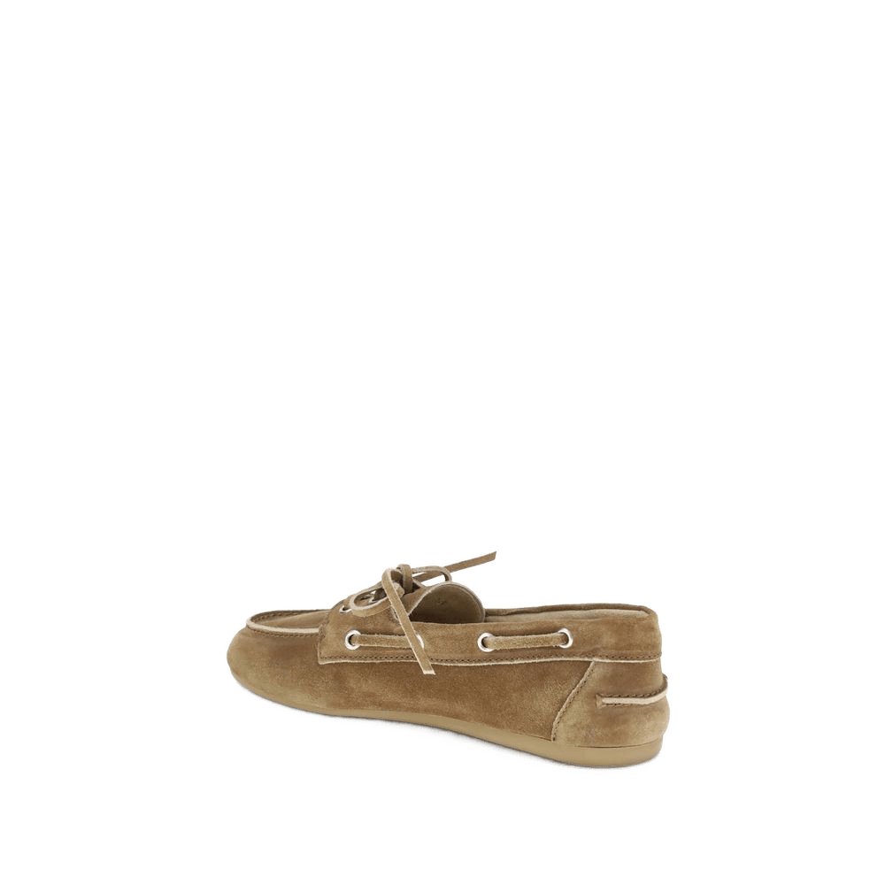 Miu Miu Beige Calf Leather Bos Taurus Slip On Loafers