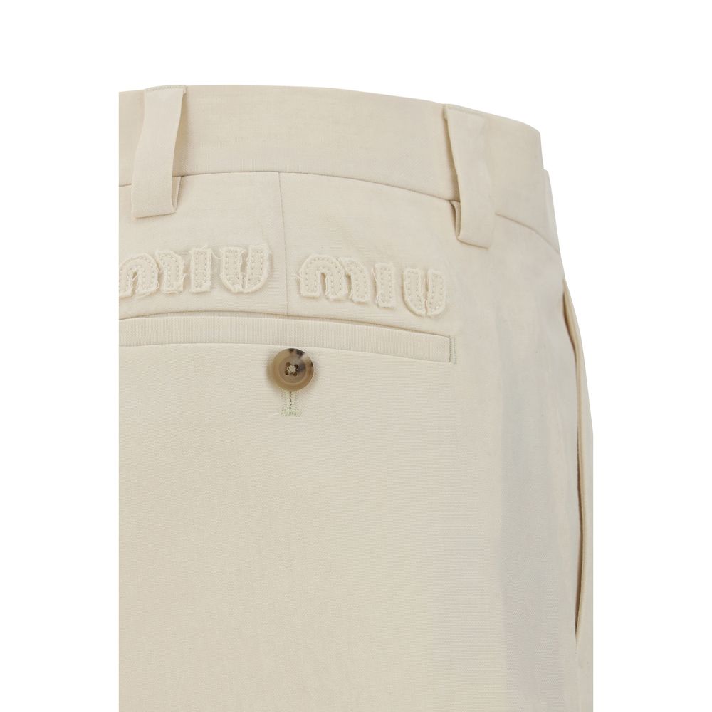 Miu Miu Beige Cotton Casual Pant