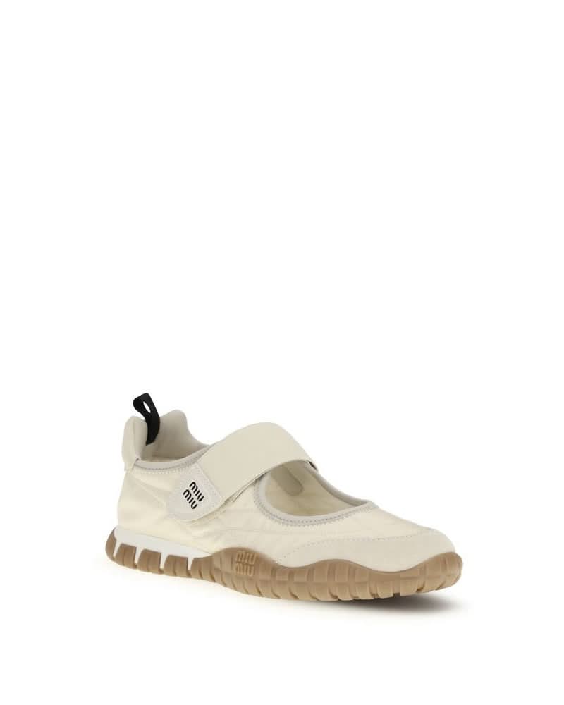 Miu Miu Beige Recycled Polyamide Ballet Flats