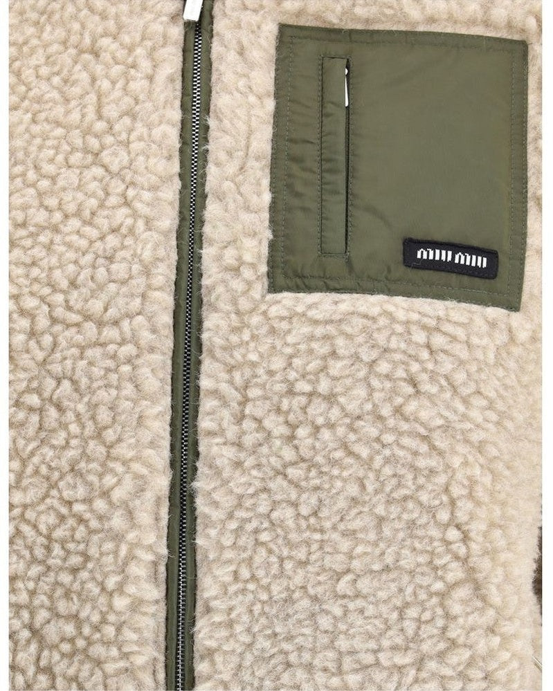 Miu Miu Beige Wool Fleece Full Length Jacket Glam Steals