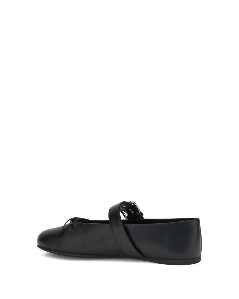 Miu Miu Black Calf Leather Bos Taurus Ballet Flats Glam Steals