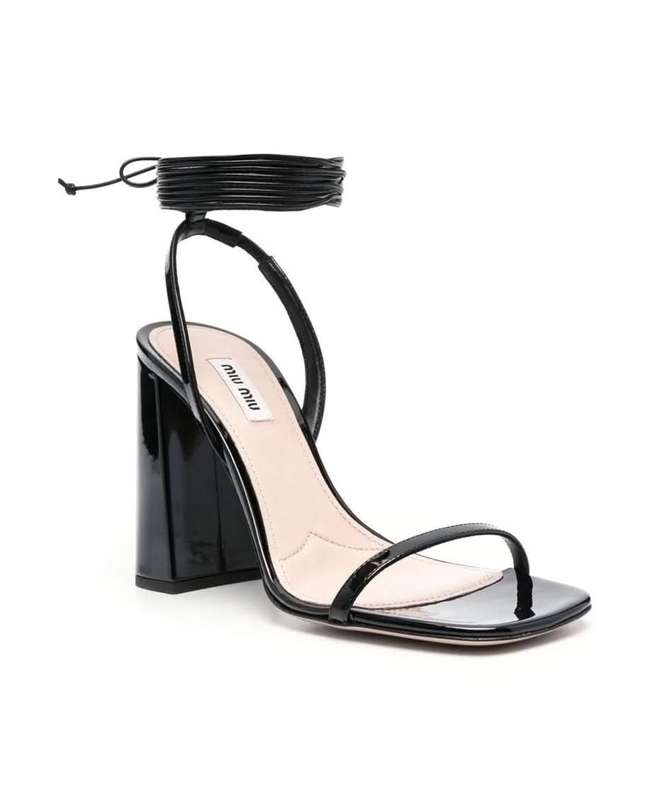 Miu Miu Black Calfskin Platform Sandals