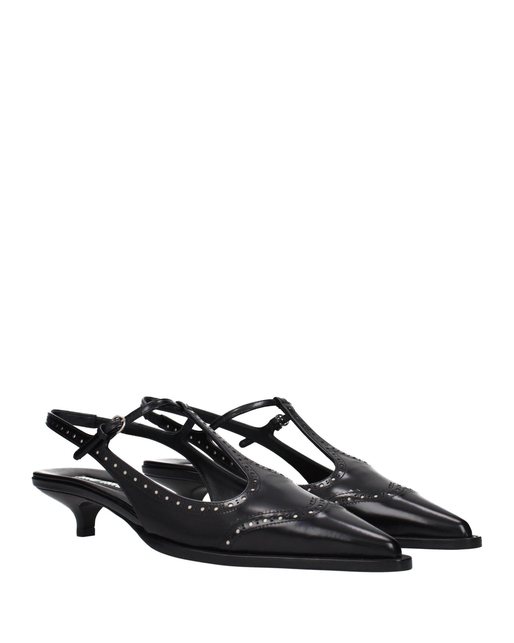 Miu Miu Black Leather Mid Heel Pumps Heels