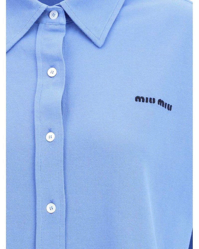 Miu Miu Blue Cotton Dress Shirt Glam Steals