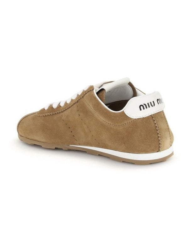 Miu Miu Brown Calf Leather Bos Taurus Athletic Sneakers Glam Steals
