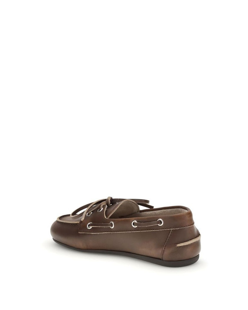 Miu Miu Brown Calf Leather Bos Taurus Slip On Loafers Glam Steals