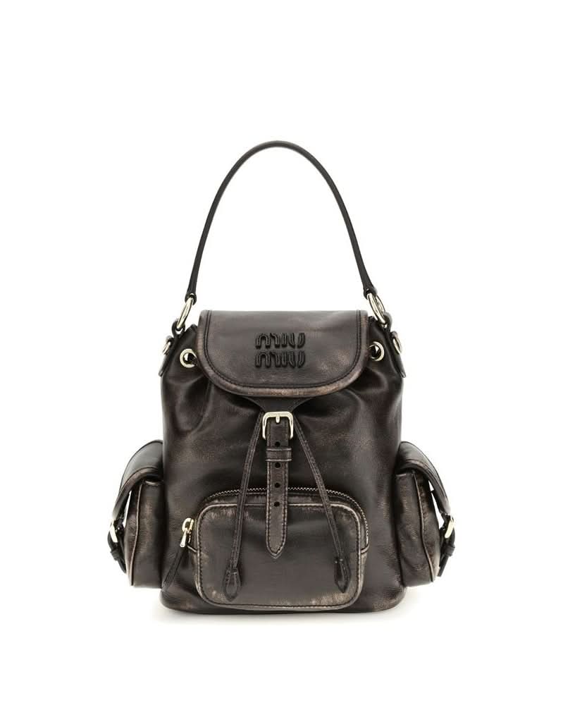 Miu Miu Brown Leather Calf Bos Taurus Backpack Glam Steals