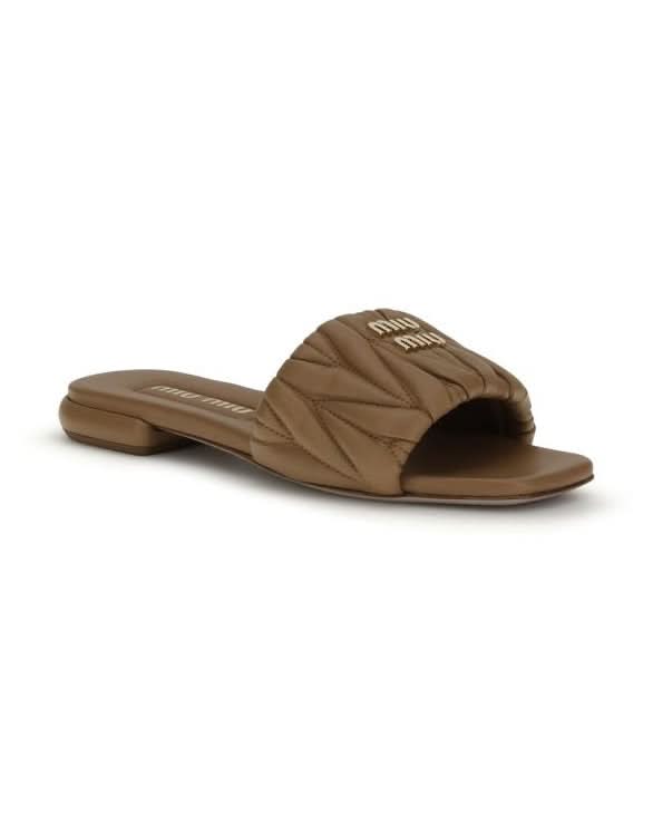 Miu Miu Calf Leather Bos Taurus Flat Sandals Flats