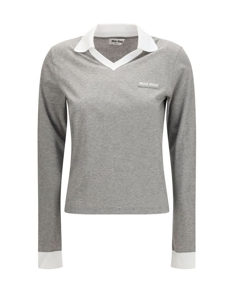 Miu Miu Gray Cotton Long Sleeve T-shirt Glam Steals