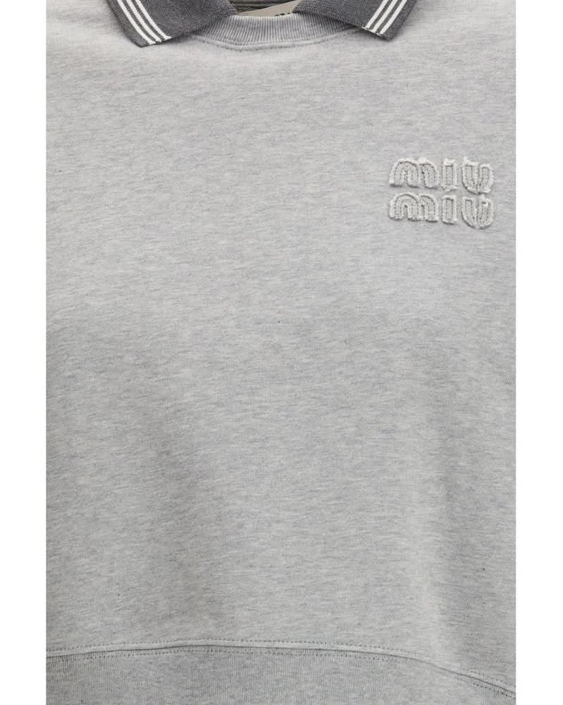 Miu Miu Gray Cotton Sweatshirt Sweatshirts