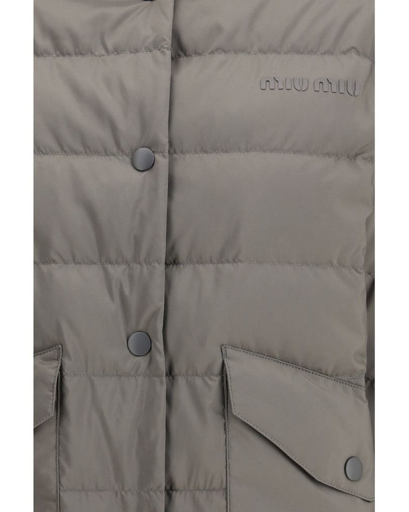 Miu Miu Gray Polyester Recycled Coat Glam Steals