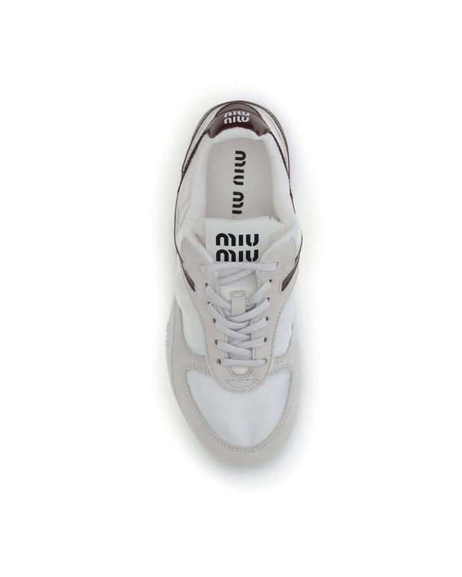Miu Miu White Calf Leather Bos Taurus Athletic Sneakers Sneakers