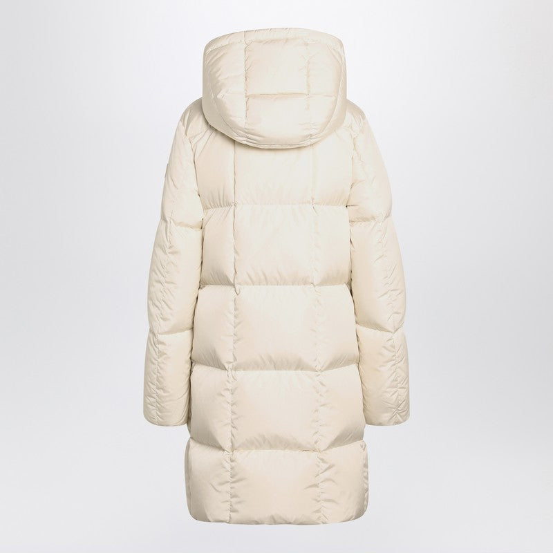Moncler White Litte Long Quilted Jacket Glam Steals