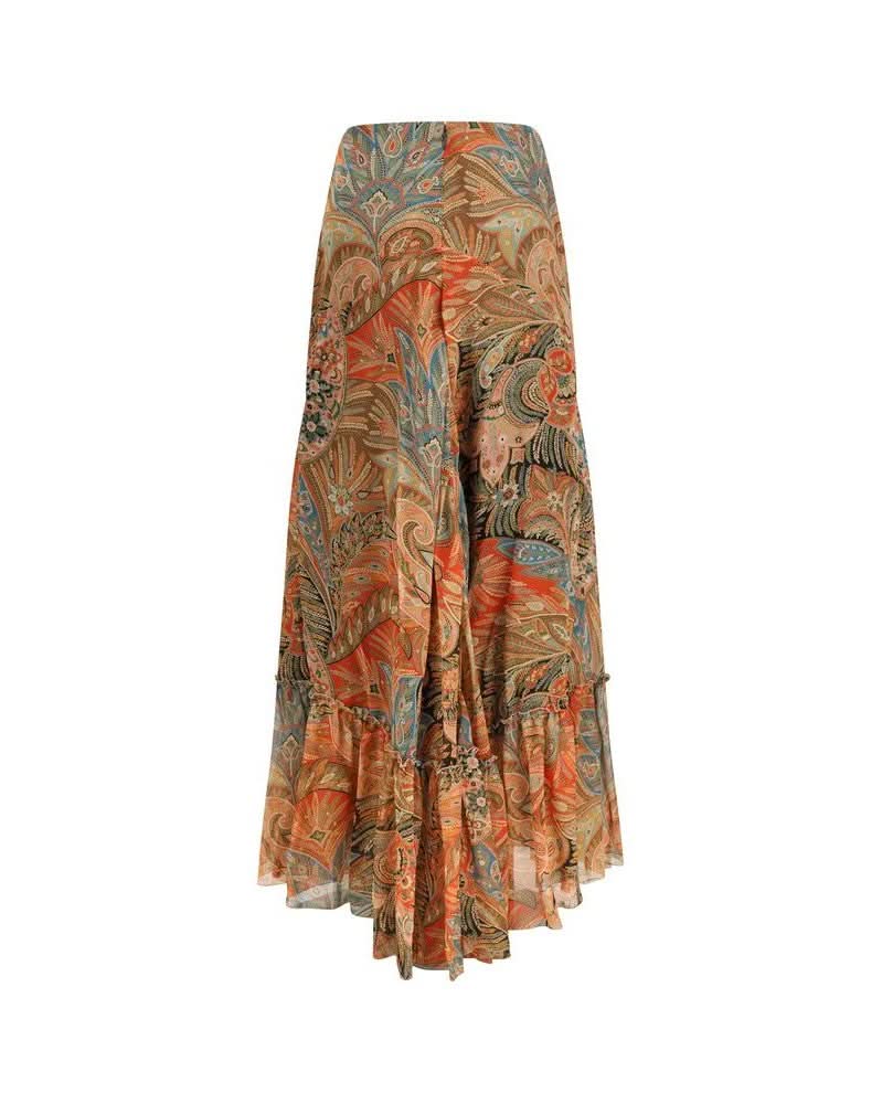 Multicolor Silk Long Skirt Glam Steals