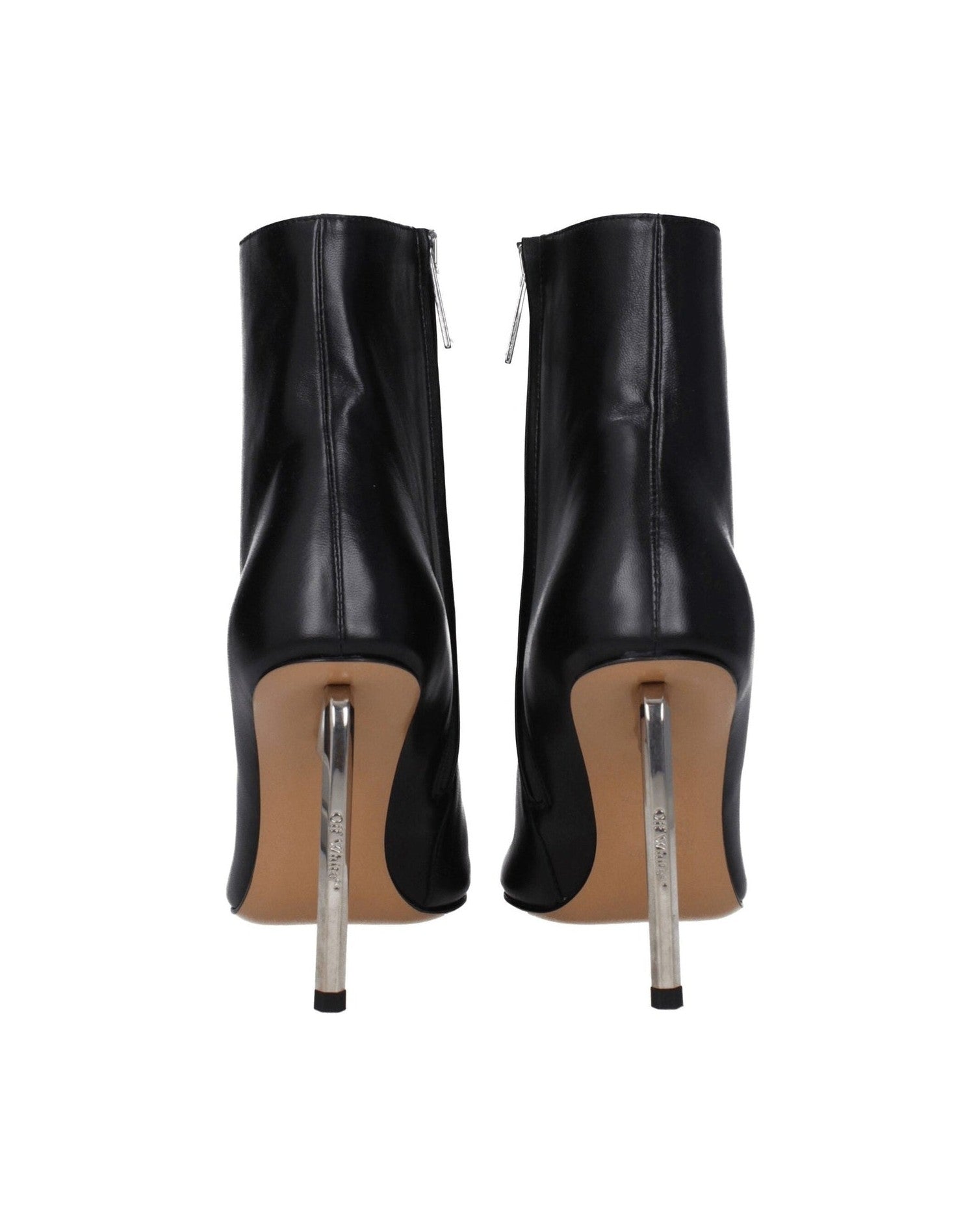 Off-White Black Leather Ankle Boots Glam Steals