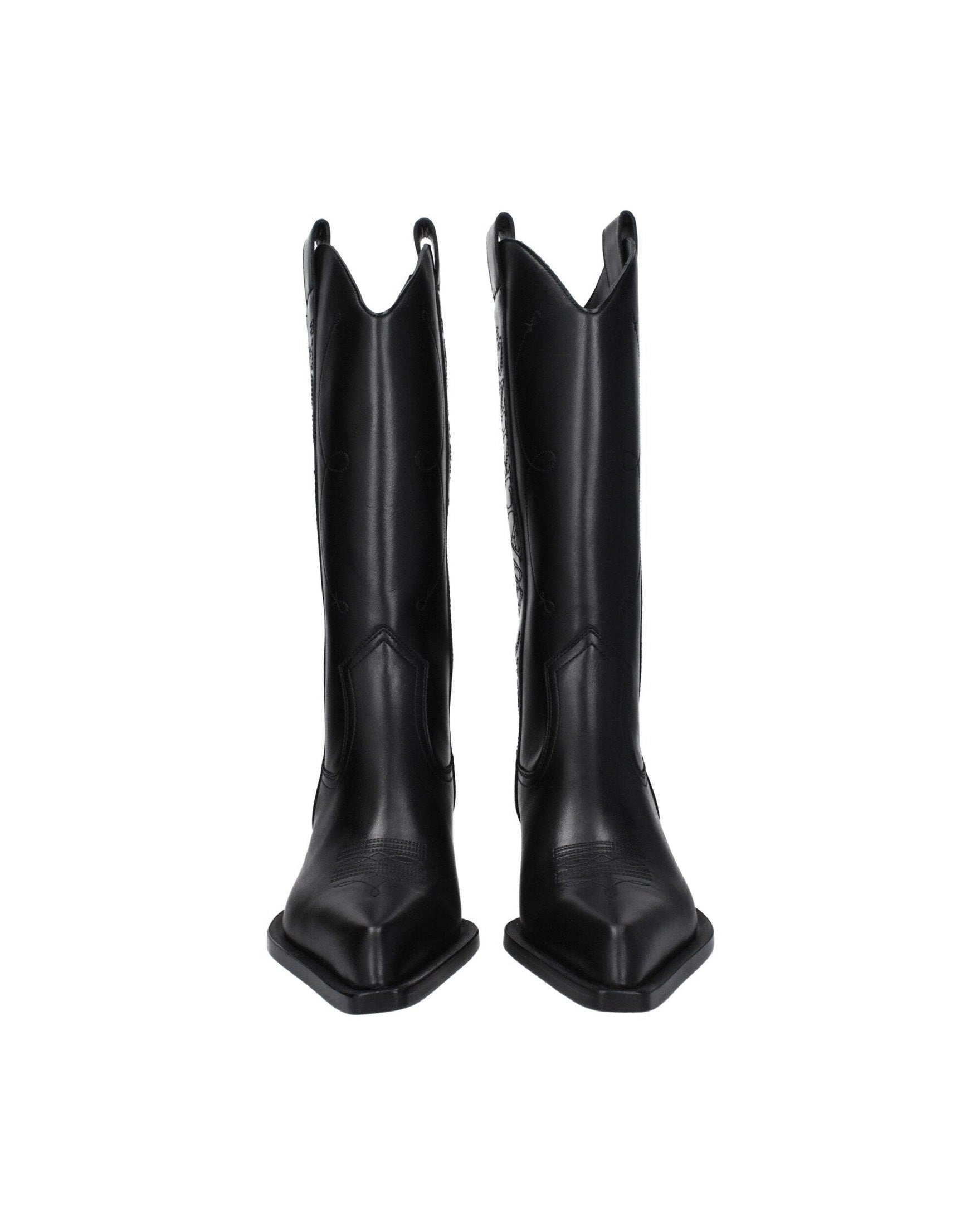 Off-White Black Leather High Heel Boots Glam Steals