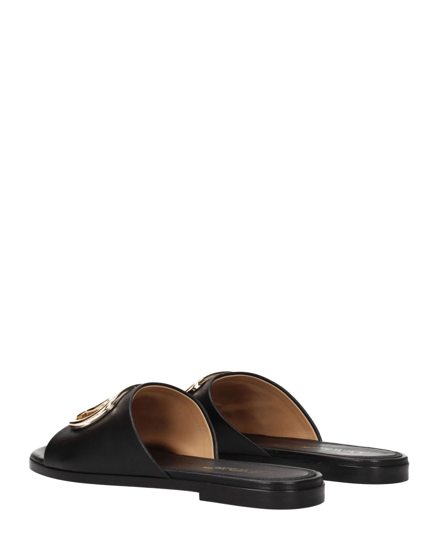 Off- Leather White Slippers Sandals Sandals