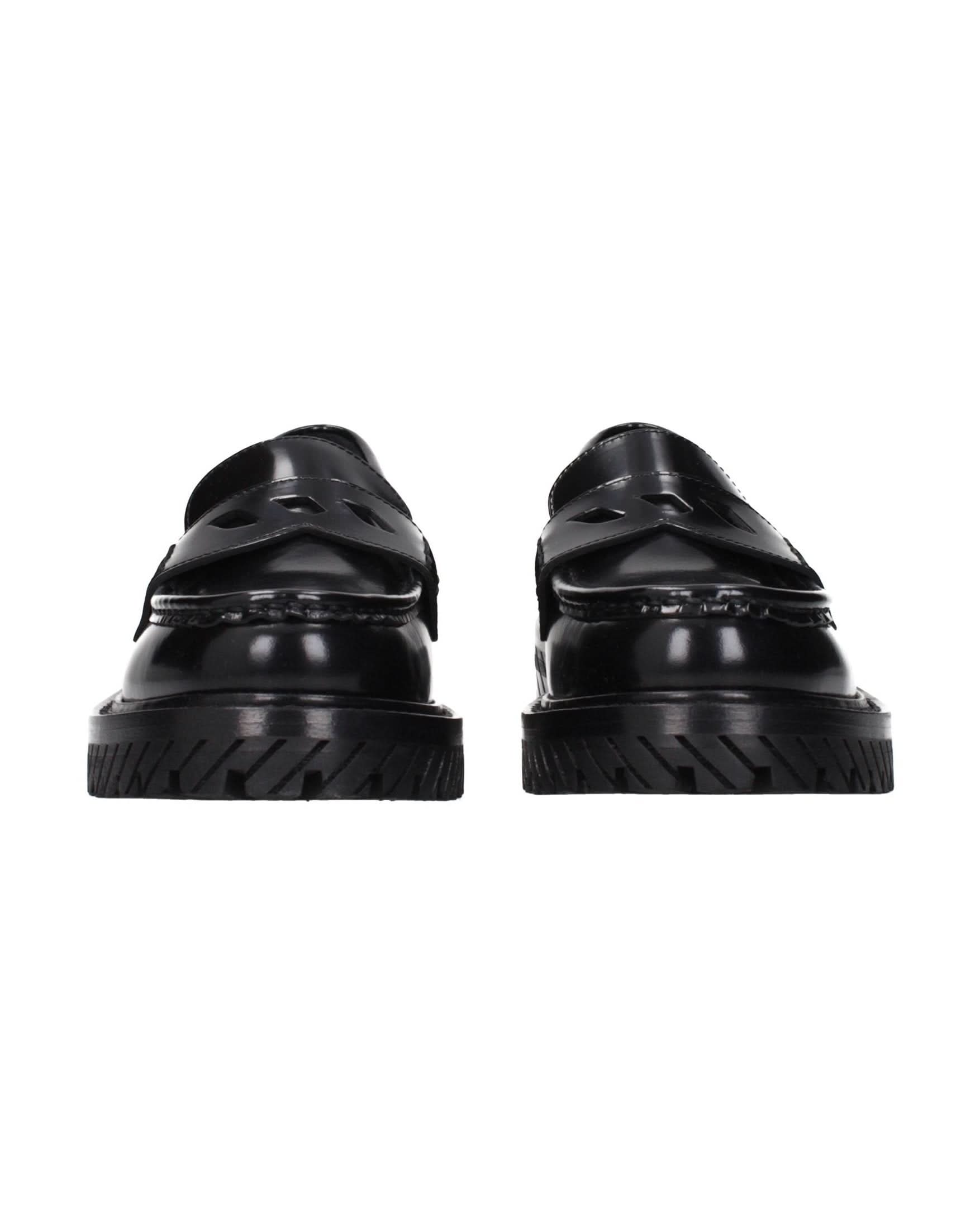 Off-white Leather Off Slip On Loafers Flats
