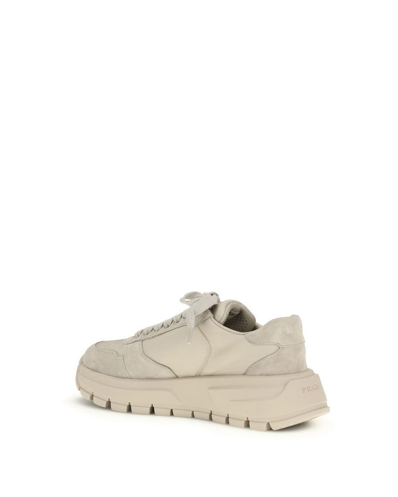 Prada Beige Calf Leather Bos Taurus Athletic Sneakers
