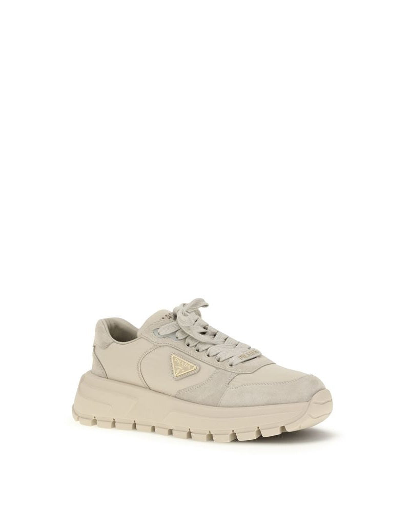 Prada Beige Calf Leather Bos Taurus Athletic Sneakers