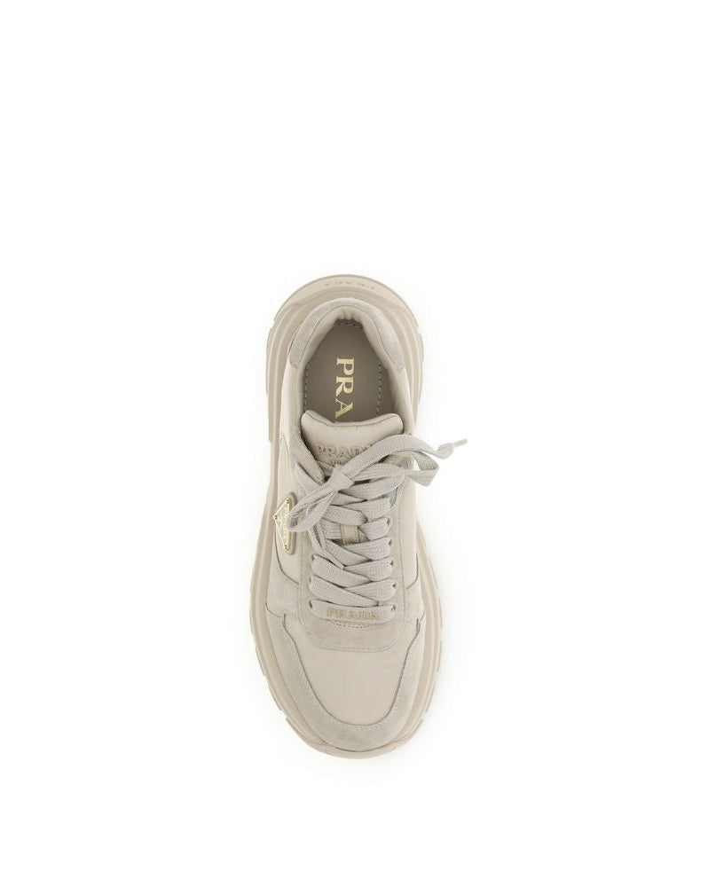 Prada Beige Calf Leather Bos Taurus Athletic Sneakers