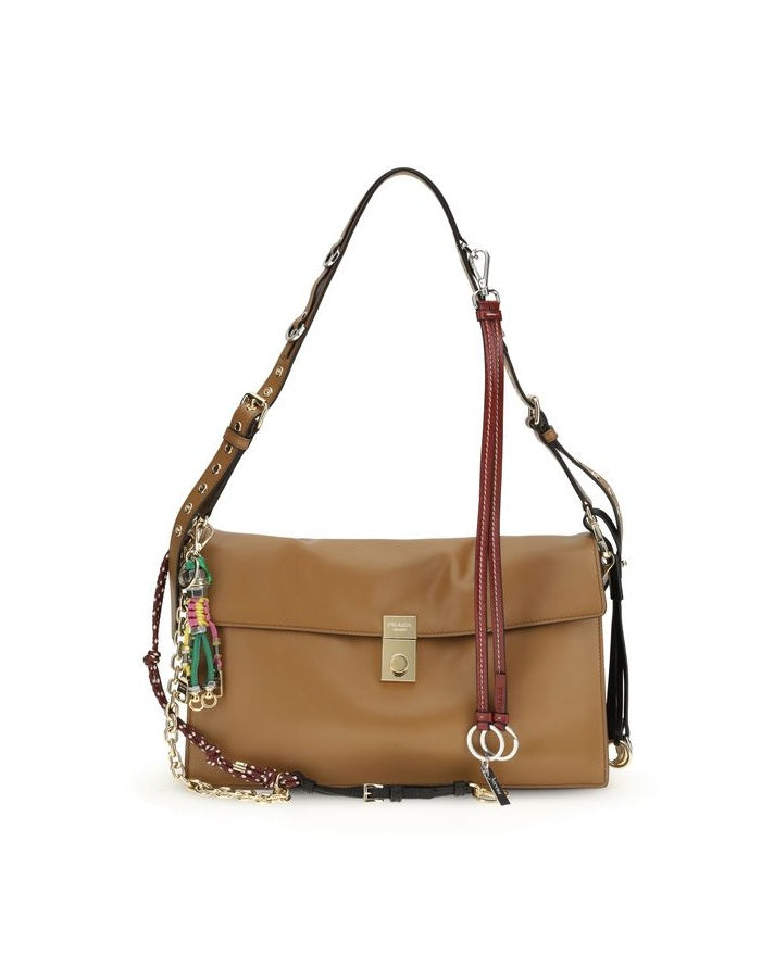 Prada Beige Calf Leather Bos Taurus Shoulder Bag Shoulder Bags